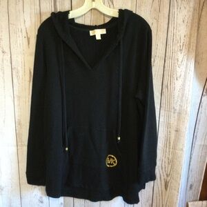 Michael Kors Black Fleece Hooded Women's Top Cozy Stylish Casual Size 1X